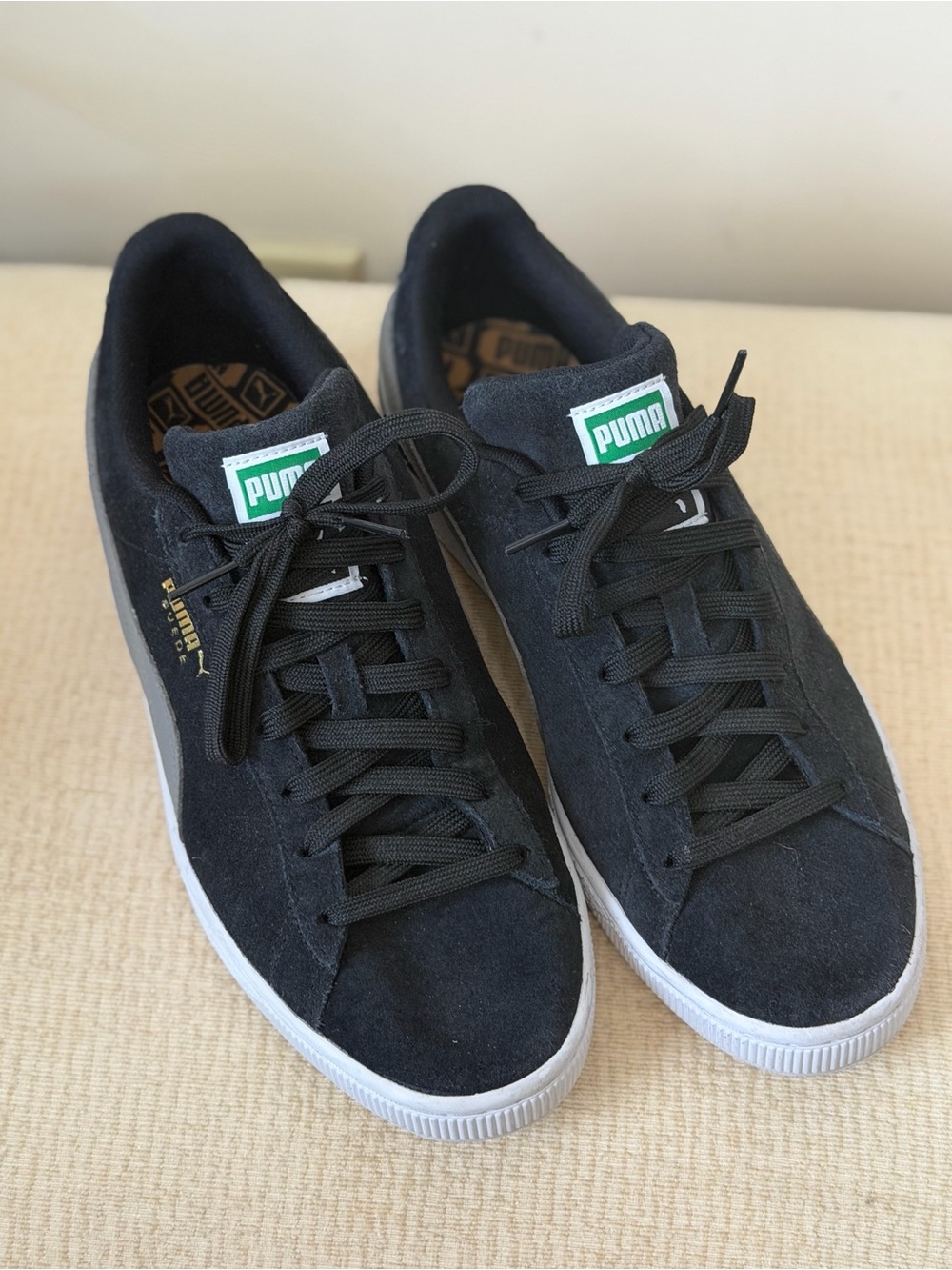 Puma Black Suede Low-Top Sneakers with White Sole